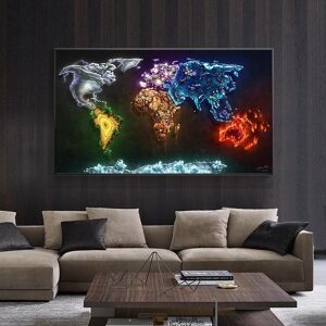 Epoch art poster Elements of The World Poster and Print Canvas Art Decoration Painting Colorful World Map Wall Art Picture for Living Room Decor