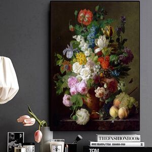 aidegou12 Oil Painting On Canvas Vintage Flower Picture Wall Art Prints Retro Canvas Posters and Prints for Bedroom Wall Home Decor No Frame