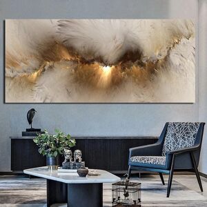 DIMENGQI Abstract Grey Yellow Cloud Oil Painting Pinted On Canvas Modern Landscape Wall Art Poster And Print For Living Room Home Decor