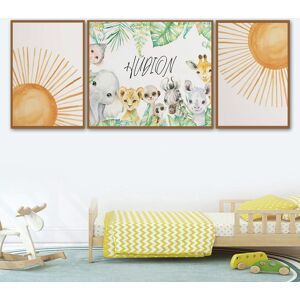 Serein poster decoration Custom Baby Name Boho Sun Safari Animals Nursery Posters Lion Zebra Wall Art Prints Canvas Painting Wall Picture Kids Room Decor