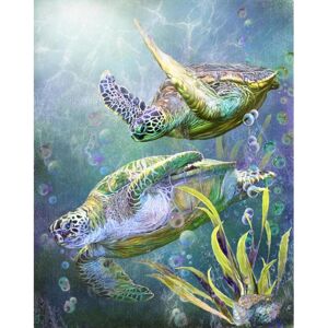 FIYO Diamond Embroidery Cross Stitch Sea Animal Turtle Couple Full Round Drill Diamond Painting