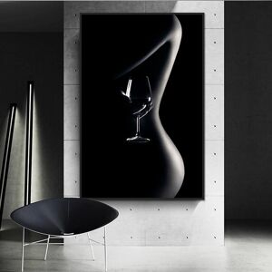 DIMENGQI Modern Nude Art Poster Sexy Suit Women Canvas Painting Black and White Body Art Wall Pictures for Living Room Home Decor Mural