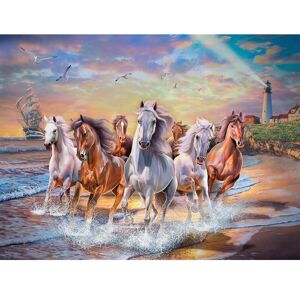 FIYO 5D DIY Full Round Drill Diamond Painting Horse Running By The Sea Embroidery