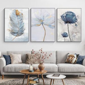 aidegou8 Scandinavian Flower Canvas Art Abstract Painting Print Feather Decoration Picture for Living Room Nordic Home Decor Wall Poster No Frame