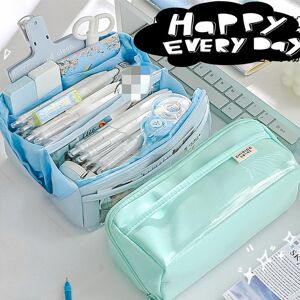 Dummer-Student 1pc Simplicity 10 Layer Pencil Case Fashion Solid Color Pencil Bag High Capacity Stationery Storage Bag Back To School Student