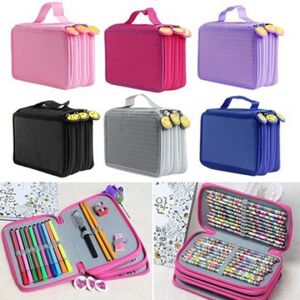 Stationeries Large Capacity 3 Layer 52 Holes Student Pen Pencil Storage Zipper Case Holder