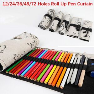 Cndhfklu Makeup Brush Storage Pen Curtain 12/24/36/48/72 Holes Pen Case Fashion Pen Bag  School Office