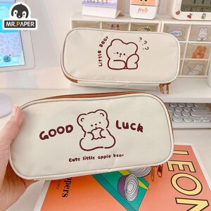 Fashion bag01 Mr.paper 4 Styles Kawaii Bear Pencil Bags Cartoon Cute Simple Pencil Cases Student School Supplies Stationery Pencil Bags