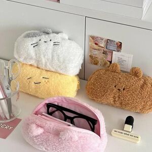 YEJET-Student Winter Plush Pencil Case Fashion Kawaii Cartoon Animal Pencil Bag High Capacity Stationery Storage Bag Cute Scrapbook Organizer