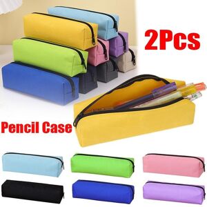 YJSTY 2Pcs Solid Color Pencil Case Girls Boys Simple Cloth Stationery Box Portable Children Teenagers Back To School Pencil Pouch