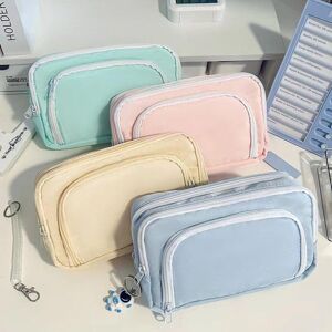 HUANZI New Student Pencil Case Ins Large Capacity Minimalist Girl Front Window Stationery Box Multifunctional Pencil Case