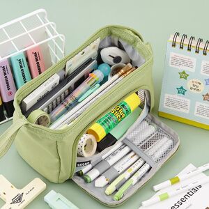 XIFEI Large Capacity Canvas Pencil Case Double Side Macaron Color Canvas Pen Bag Storage Pouch Stationery for Junior High School Students