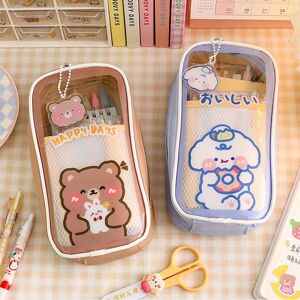 Forever-school life Japanese Pencil Case Transparent Large-capacity Student Pencil Case Cute Girl Creative Simple Pencil Case Stationery Bag