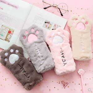 Happypilot 1 Piece Kawaii Cute Cartoon Cat Paw Pen Pencil Bag School Office Supplies Stationery Makeup Pouch Cosmetics Case