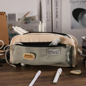 Yoghurt Casual Fashion Triple-layer Canvas Pencil Bag Large Capacity Pencil Case Pen Pencil Holder Student Stationery Organizer