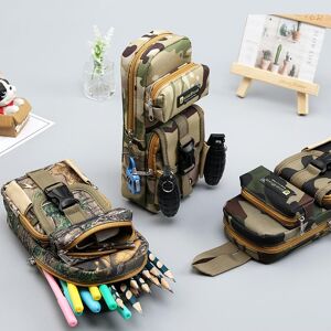 ES cool Camouflage Zip Pencil Pouch for Male Primary Secondary School Students Pencil Case Children Multi-layer Pouch Pencil Case