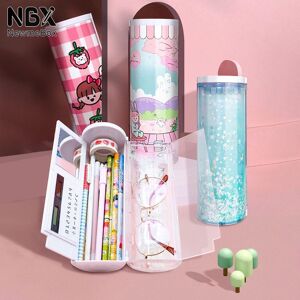 NewmeBox NBX Glitter Pencil Box Kids Standing Pen Case Large Capacity Cartoon Stationery Cute School Supplies