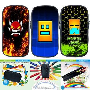 Lynnette Angry Geometry Dash Pencil Case School Pencilcase for Girl Boy Pen Box Stationery Bag Big Pencil Holder