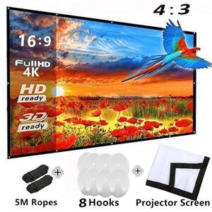 Homelive04 Portable Foldable Projector Screen HD 16:9/4:3 White 120 Inch Diagonal Projection Screen Home Theater
