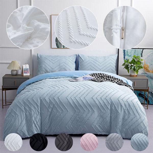 Get to bed Bedding Craft Cut Flower Simple Solid Color Three-piece Quilt Cover Pillowcase Set 9 Size Boutique Set