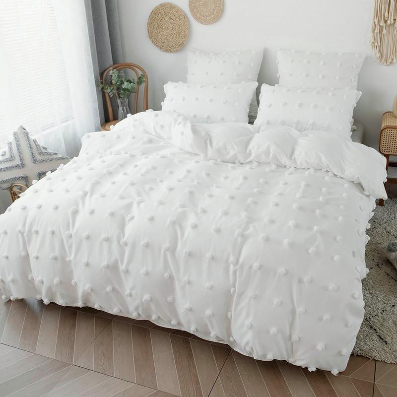 Bedding1 Solid Color Cut Flowers Balls Duvet Cover Bedcovers Simple White Grey Bedding Set Pillowcase