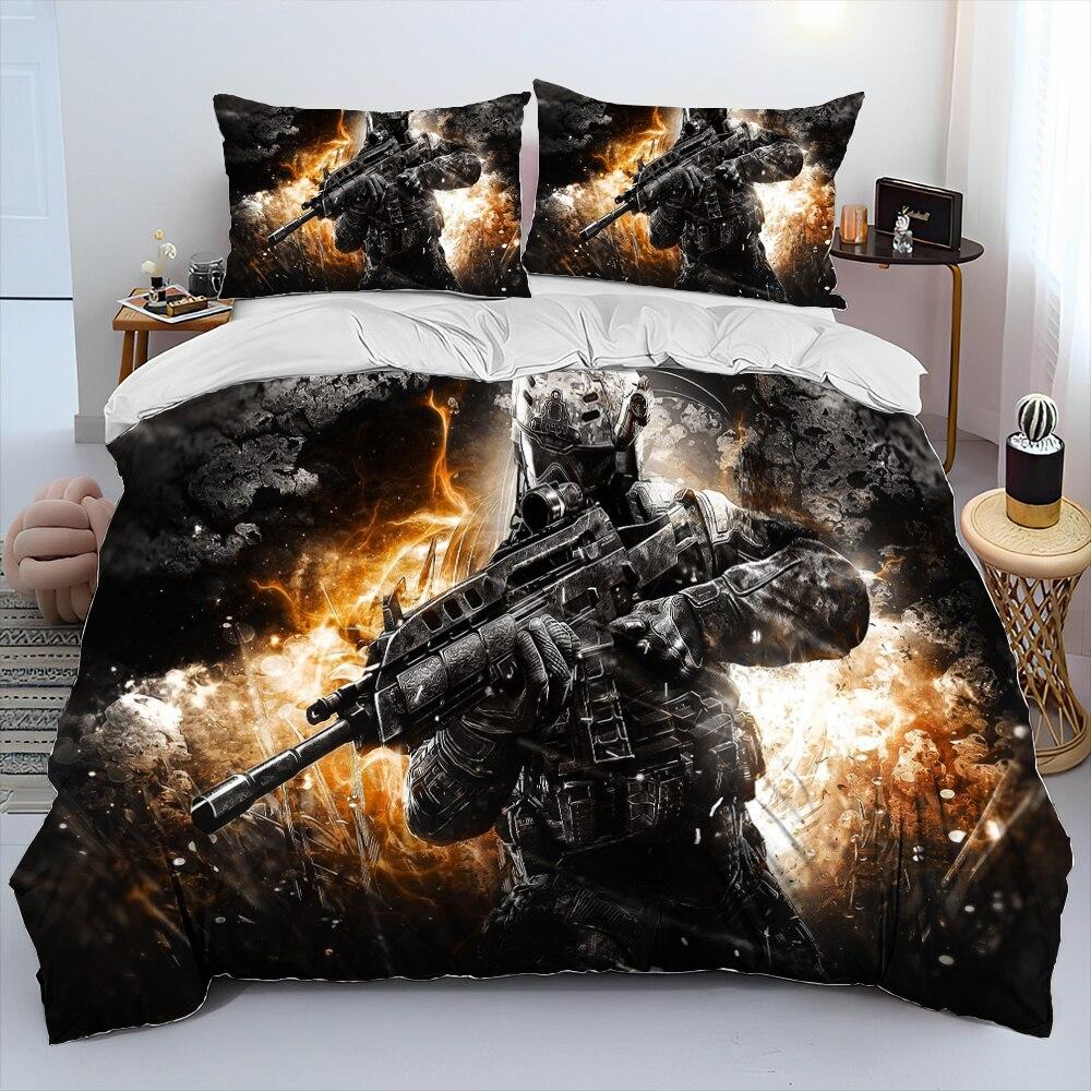 Furniture Component COD Game, Call of Duty ,Gamer Comforter Bedding Set,Duvet Cover Bed Set Quilt Cover Pillowcase,king Queen Size Bedding Set Kids