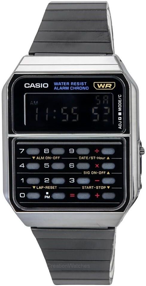 Casio Vintage Digital Calculator Stainless Steel Quartz CA-500WEGG-1B Mens Watch