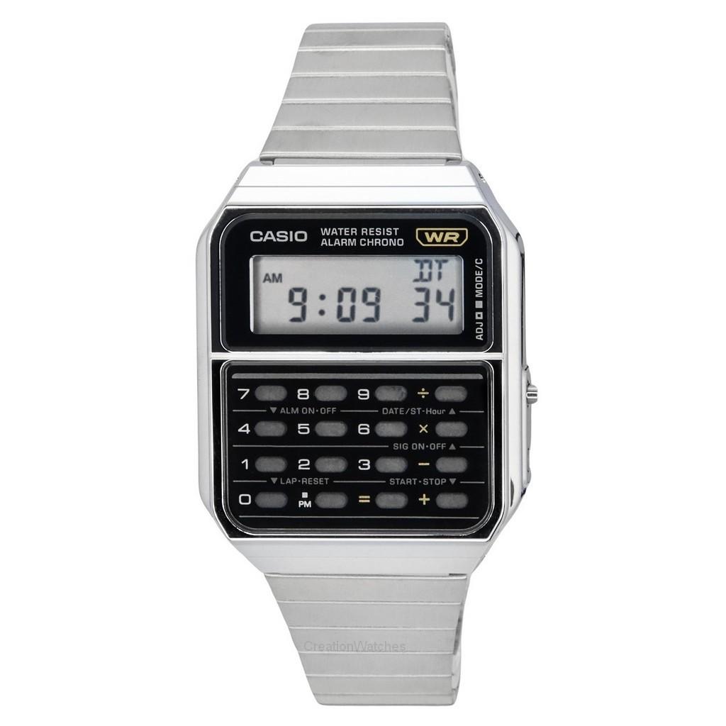 Casio Vintage Digital Calculator Stainless Steel Quartz CA-500WE-1A Mens Watch