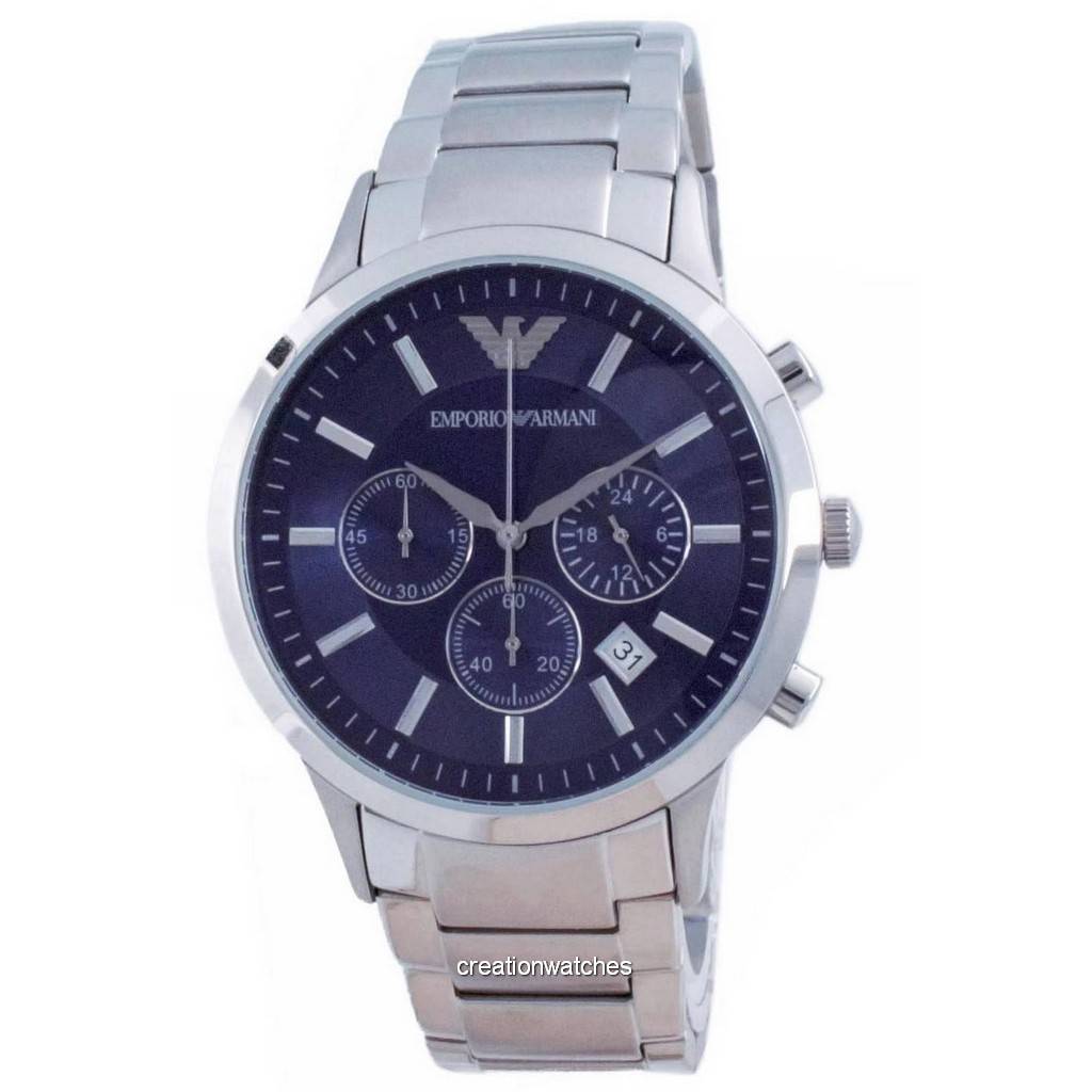 Creation Watches Emporio Armani Renato Classic Chronograph Blue Dial Quartz AR2448 Mens Watch