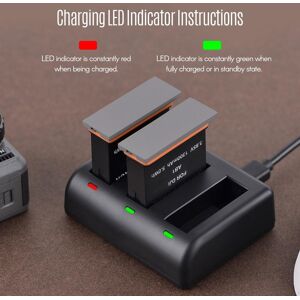 TOMTOP JMS Charging Kit Triple Channel Charger with 2pcs 1300mAh Rechargeable Li-ion Batteries USB Charging