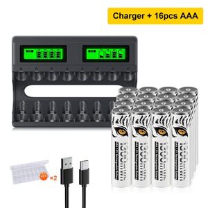 PALO 4-16PCS 1300mWh 1.5V AAA Li-ion Rechargeable Battery 1.5V Lithium AAA Batteries With 8 Slots LCD USB 1.5V AA AAA Fast Charger