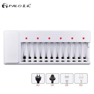 Palo 12 Slots LED Display Smart Battery Charger For AA/AAA NiCd NiMhRechargeable Batteries12pics AA Reachargable Batteries