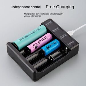 YJMP 2/4 Slots Universal Battery Charger for 18650 18500 16340 14500 26650 Rechargeable Lithium Battery USB Charging Adapter