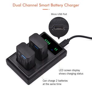 Andoer NP-FW50 USB Intelligent Charger & Battery Kit 1PCS Dual Channels Camera Battery Charger +