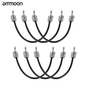 Ammoon Guitar Effect Pedal Instrument Patch Cable 1/4" Silver Right-angle Plug Black PVC