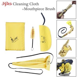 TOMTOP JMS Saxophone Sax Cleaning Care Kit 3pcs Cleaning Cloth + Mouthpiece Brush Musical Instrument Maintenance Tool