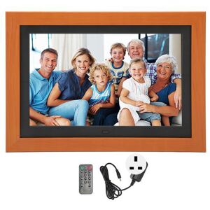 JM- Carejoyao 10.1 Inch Wooden Digital Photo Frame 1280x800 HD IPS Display Video Electronic Picture Frame for Home 100‑240V UK Plug