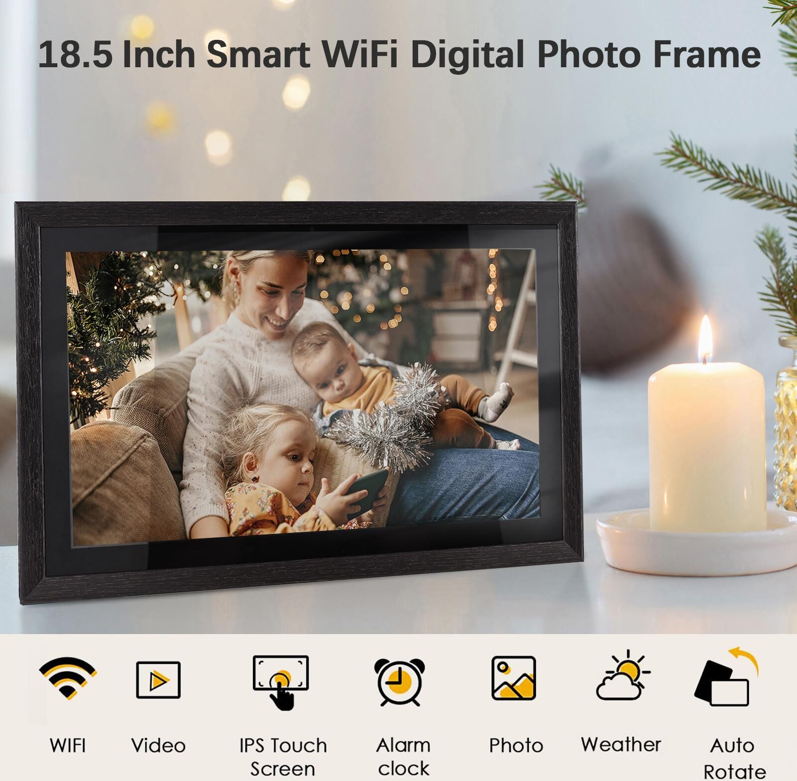 Andoer 18.5 Inch L WiFi Digital Photo Frame Cloud Digital Picture Frame Wall Mountable