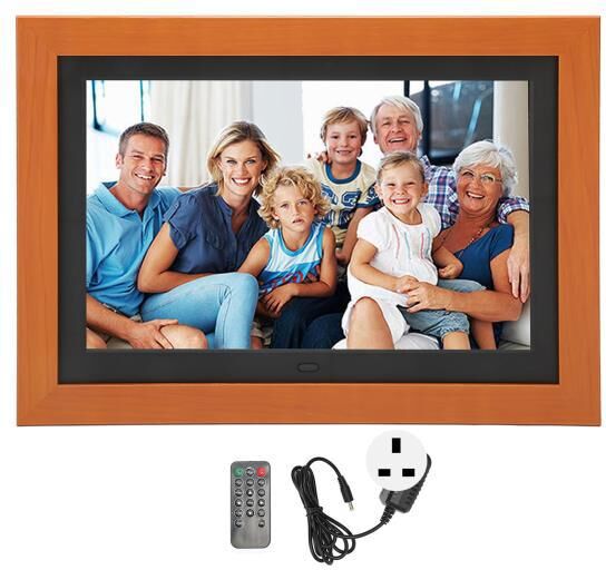 JM- Carejoyao 10.1 Inch Wooden Digital Photo Frame 1280x800 HD IPS Display Video Electronic Picture Frame for Home 100‑240V UK Plug