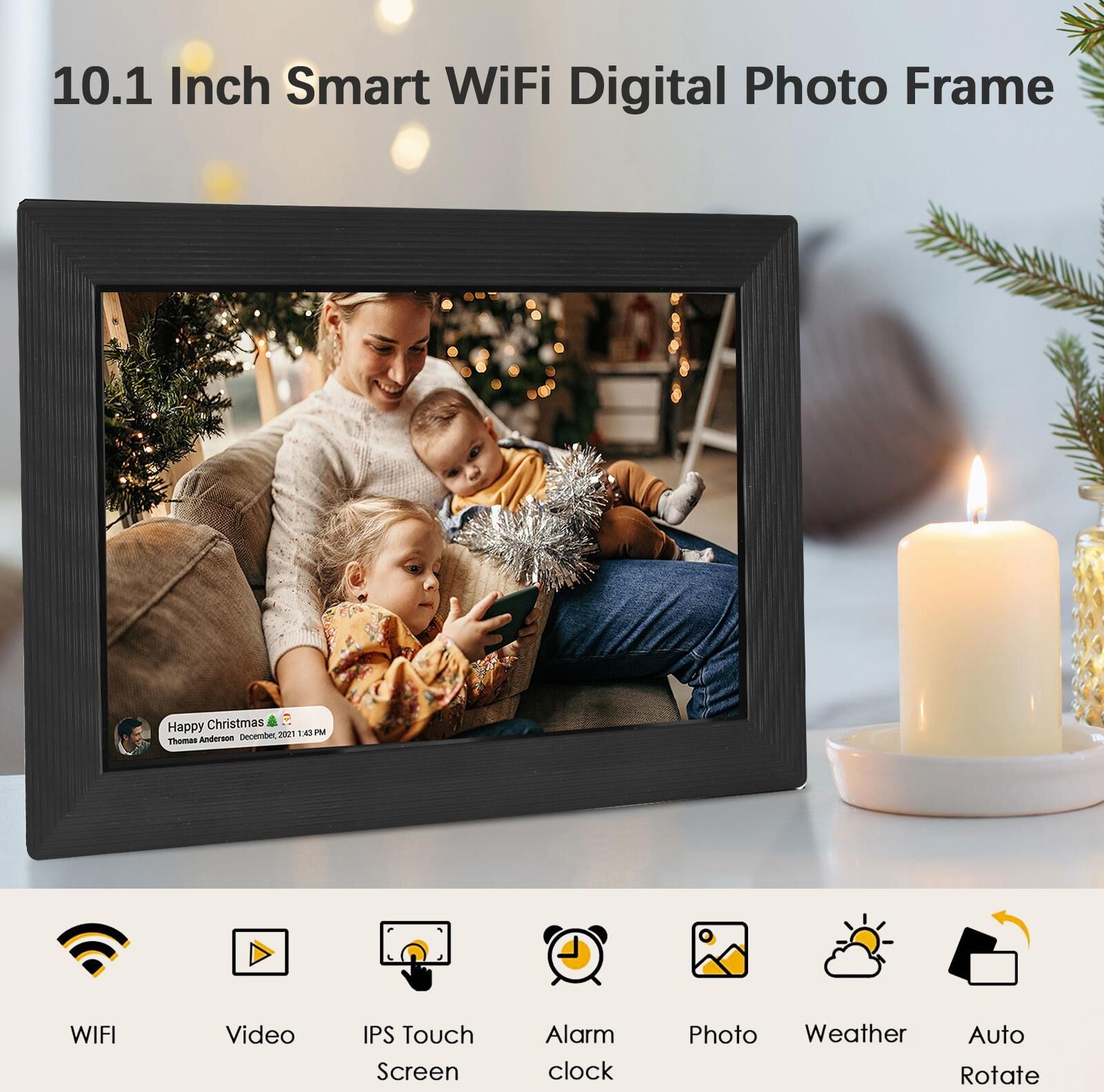 Andoer 10.1 Inch Smart WiFi Digital Photo Frame Digital Photo Album 1280*800 IPS Touchscreen