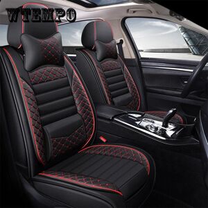 WTEMPO 5 Seats Full Set Car Seat Covers PU Leather Seat Covers Cushion Universal Car Chair Protector Mat for Sedans SUV Interior