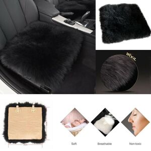 Topfactory Genuine Sheepskin Long Wool Black Car Seat Covers Chair Cushion 18"x18" AU Stock