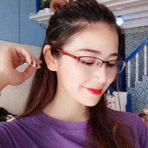 Misaya Elegant Lady Reading Glasses Fuchsia Metal Half Frame Reading Glasses TR90 Spring Leg Glasses