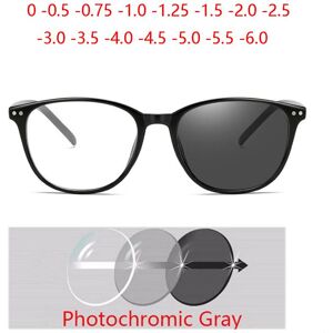 Electronic Numbers Sun Photochromism Optical Glasses Women Men Anti -Uv Chameleon Round Prescription Eyeglasses 0 -0 .5 -0 .75 -1 .0 To -6 .0