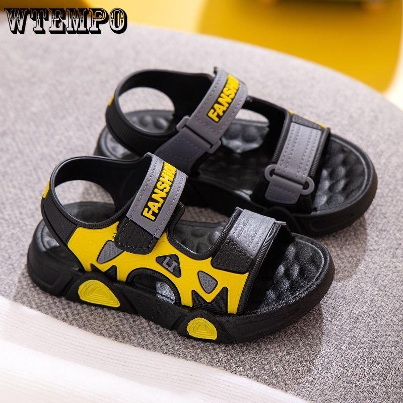 WTEMPO Boys' Sandals Korean Version Children's Beach Shoes Summer Cuhk Children's Non-slip Soft Soled Boys Casual Children's Shoes