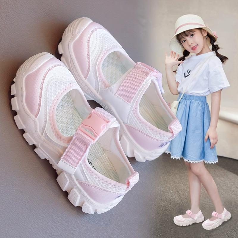 91460000MABX8LD51R Hot selling girls' shoes, square mouthed toe sports sandals, summer new children's middle and big girls' summer shoes