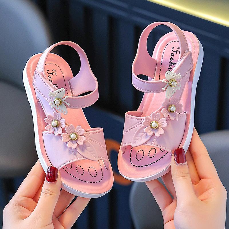 Bestnify apparel Girls Sandals Bow Knot Sweet Soft Children's Beach Shoes Kids Summer Floral Sandals Princess Fashion Cute High Quality