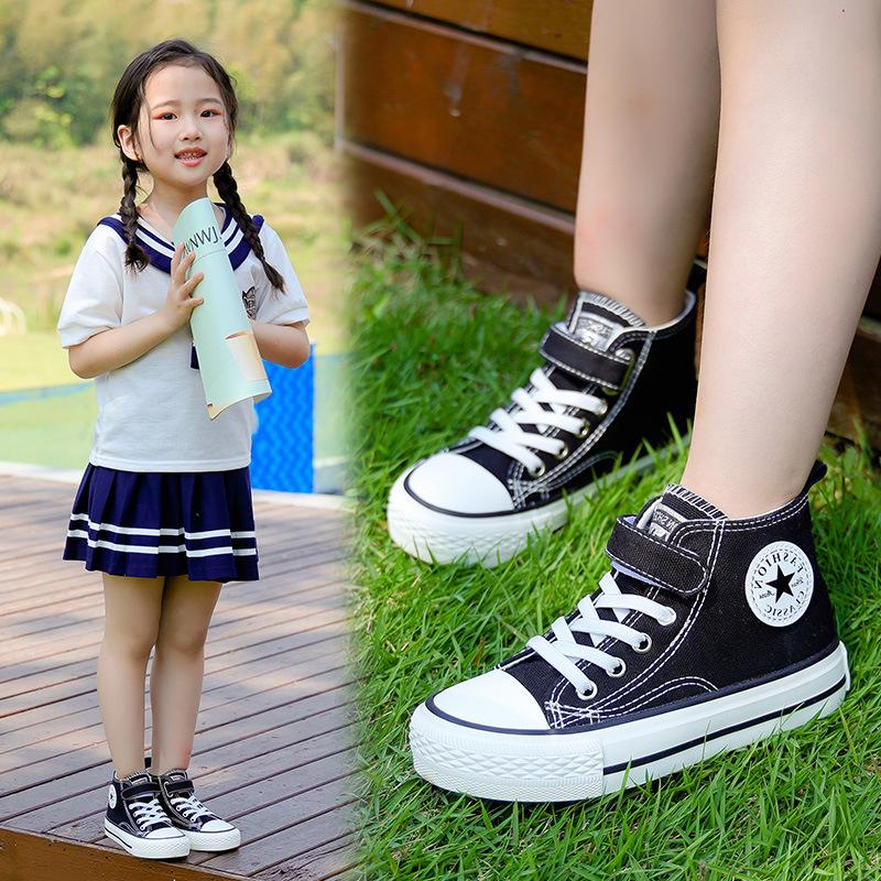 27kids Children's High-Top Canvas Shoes Boy's Cloth Shoes Girls' Sneakers