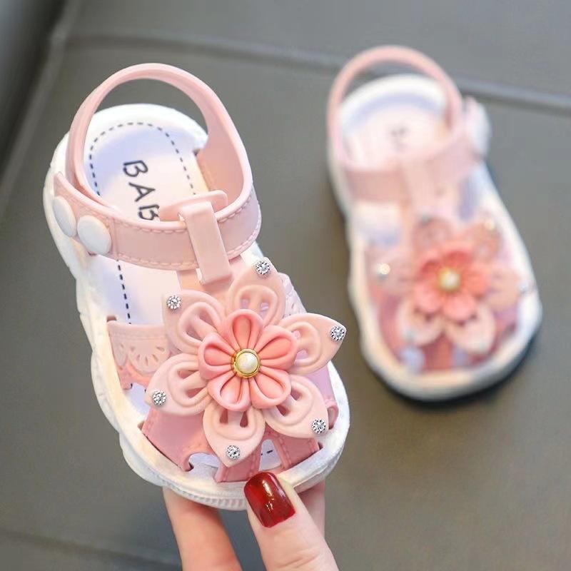 Anling Children's Sandals Summer Plastic Anti Slip Soft Sole External Wearing Sandals Cute Indoor Beach Shoes Toddler Walking Shoes
