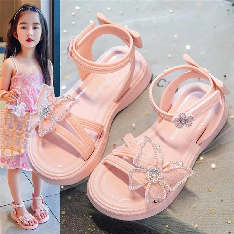 Bestnify apparel Girls Sandals Flowers Bow Knot Sweet Soft Children's Beach Shoes Kids Summer Bow Knot Sandals Princess Fashion Cute High Quality